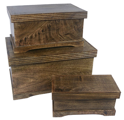 Mango Wood Set of 3 Plain Boxes Large